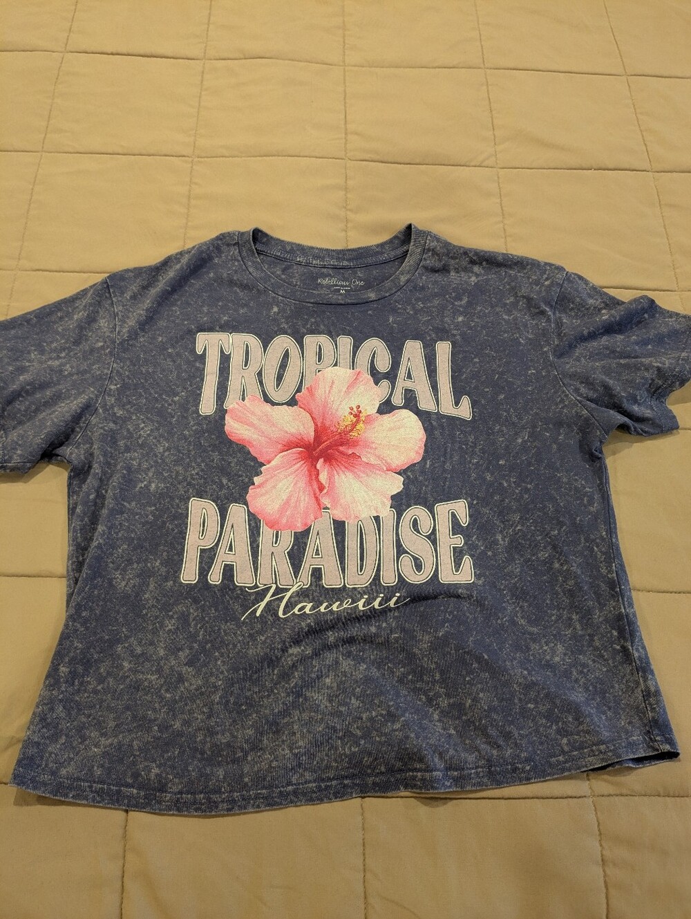 Tropical Paradise Hawaii Short Sleeve Tee - Purple with Pink Hibiscus